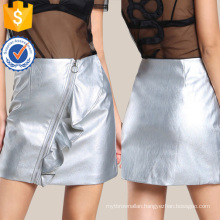 O Ring Faux Leather Skirt Manufacture Wholesale Fashion Women Apparel (TA3096S)